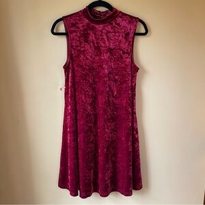 Modcloth Crushed Red Velvet Mini Dress - Size Medium